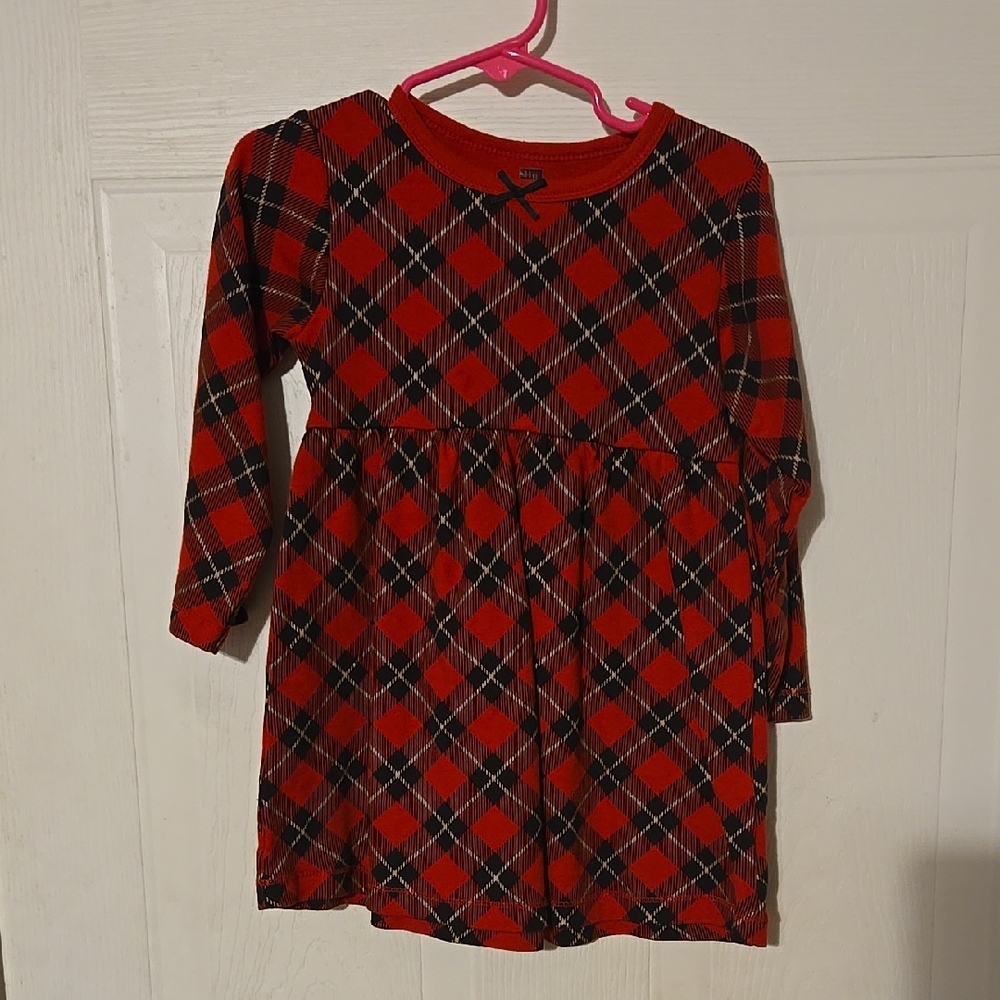 4t Plaid Red/Black/Gold Kids Dress
